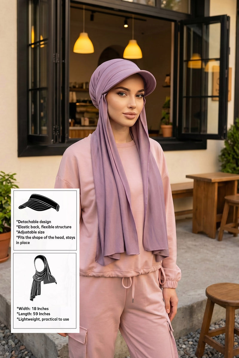 Everyday Sports Hijab with Removable Visor, Practical Jersey Shawl,SPS-1