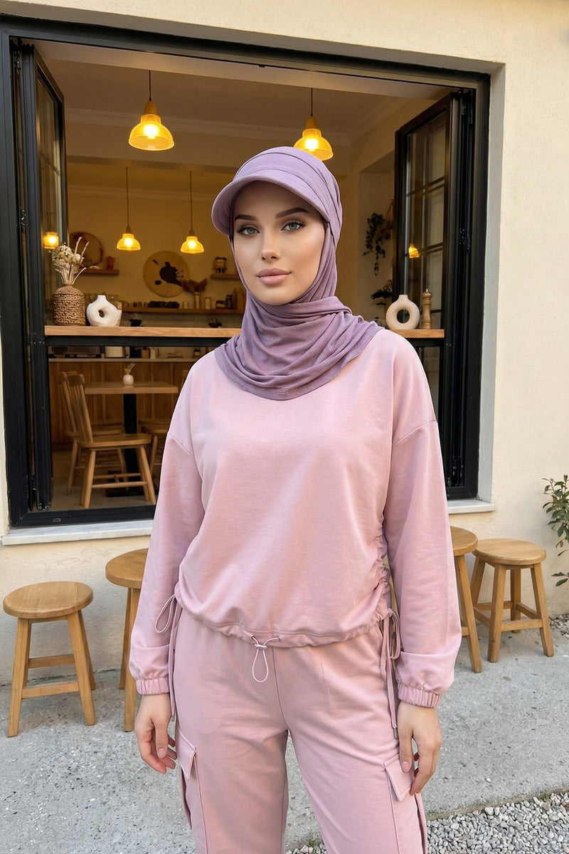 Everyday Sports Hijab with Removable Visor, Practical Jersey Shawl,SPS-1