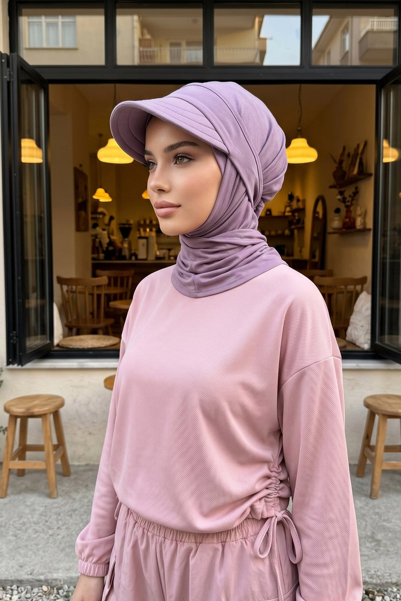 Everyday Sports Hijab with Removable Visor, Practical Jersey Shawl,SPS-1