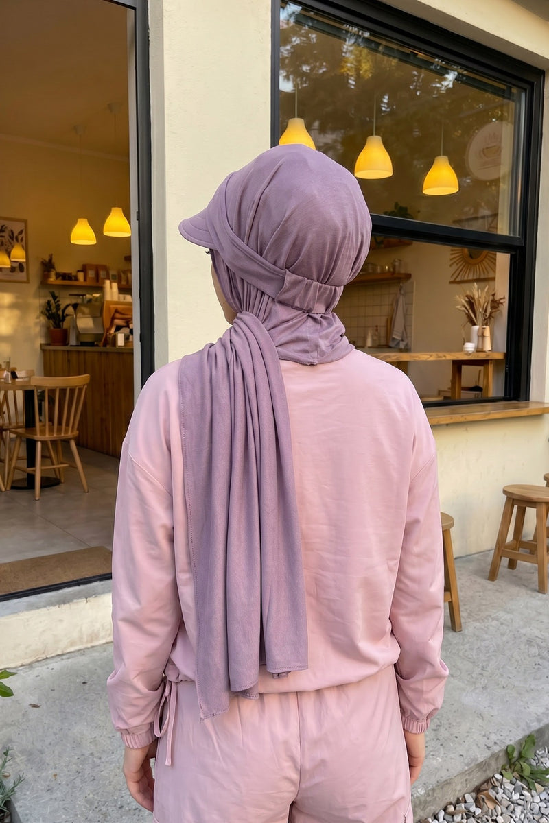 Everyday Sports Hijab with Removable Visor, Practical Jersey Shawl,SPS-1