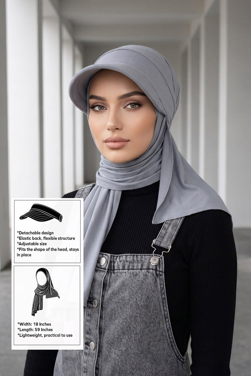 Everyday Sports Hijab with Removable Visor, Practical Jersey Shawl,SPS-1