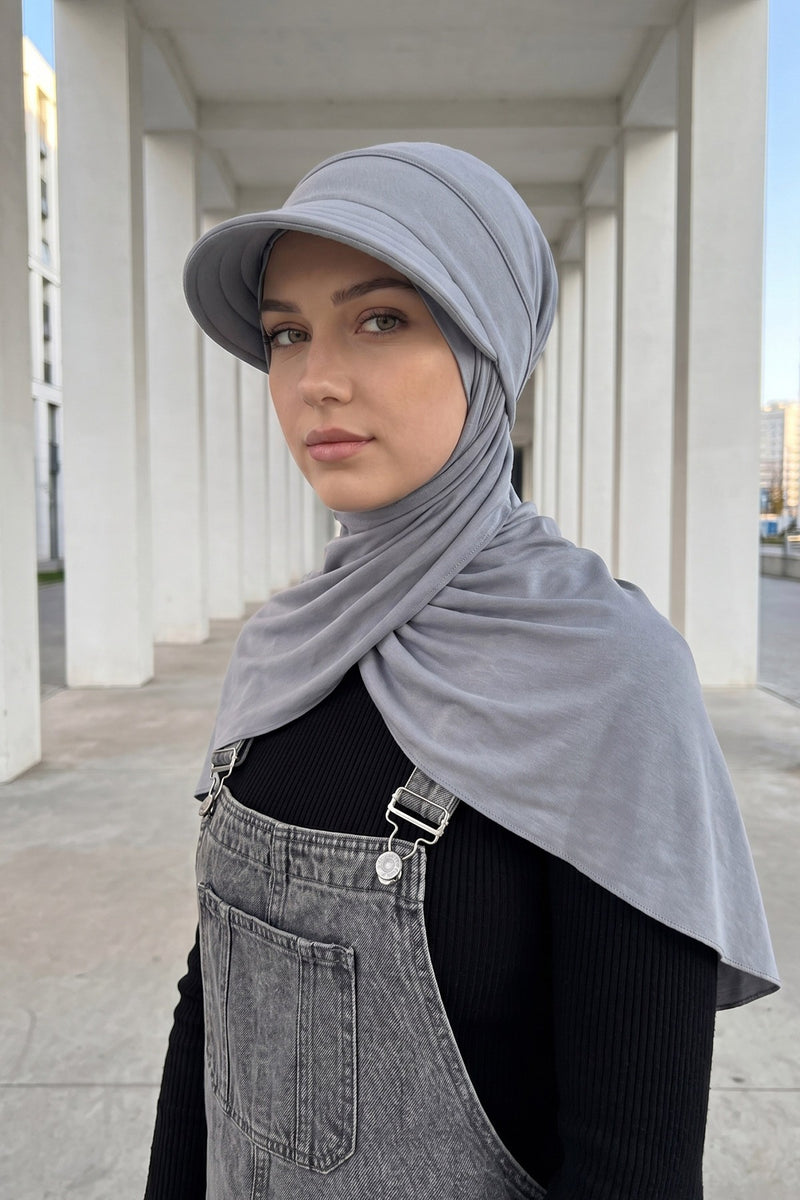 Everyday Sports Hijab with Removable Visor, Practical Jersey Shawl,SPS-1
