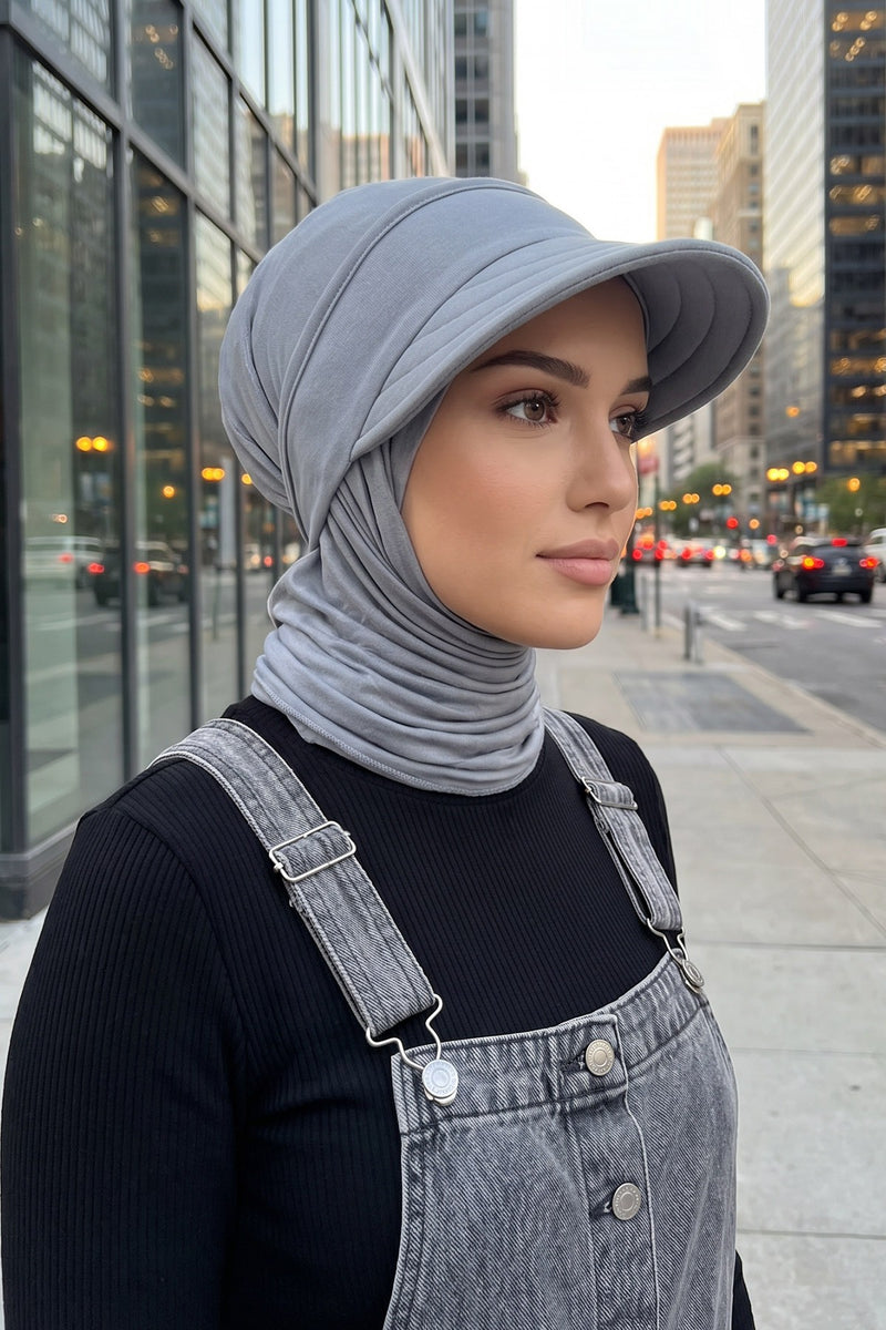 Everyday Sports Hijab with Removable Visor, Practical Jersey Shawl,SPS-1