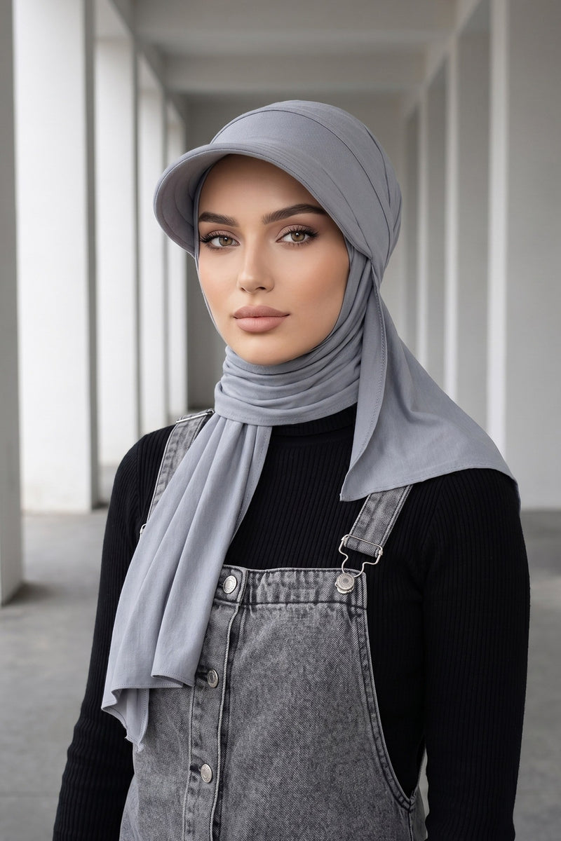 Everyday Sports Hijab with Removable Visor, Practical Jersey Shawl,SPS-1