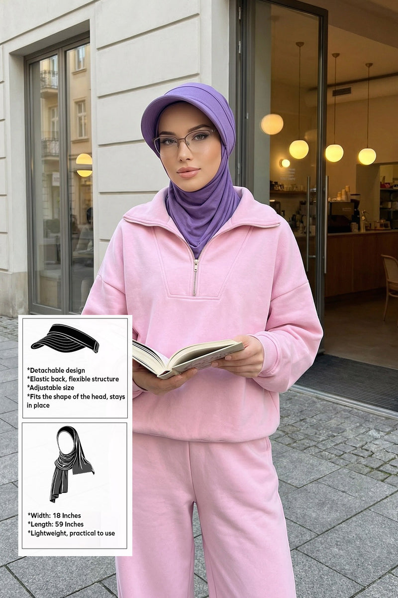 Everyday Sports Hijab with Removable Visor, Practical Jersey Shawl,SPS-1