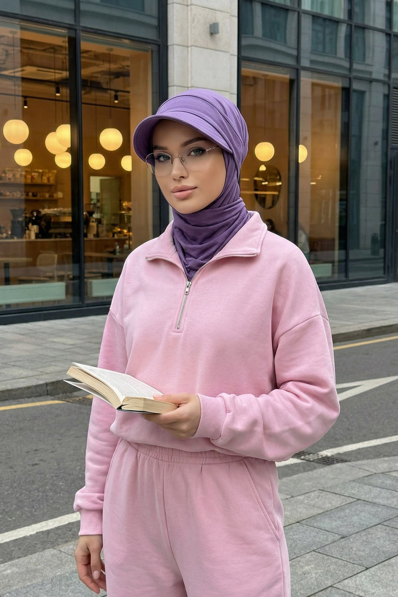 Everyday Sports Hijab with Removable Visor, Practical Jersey Shawl,SPS-1