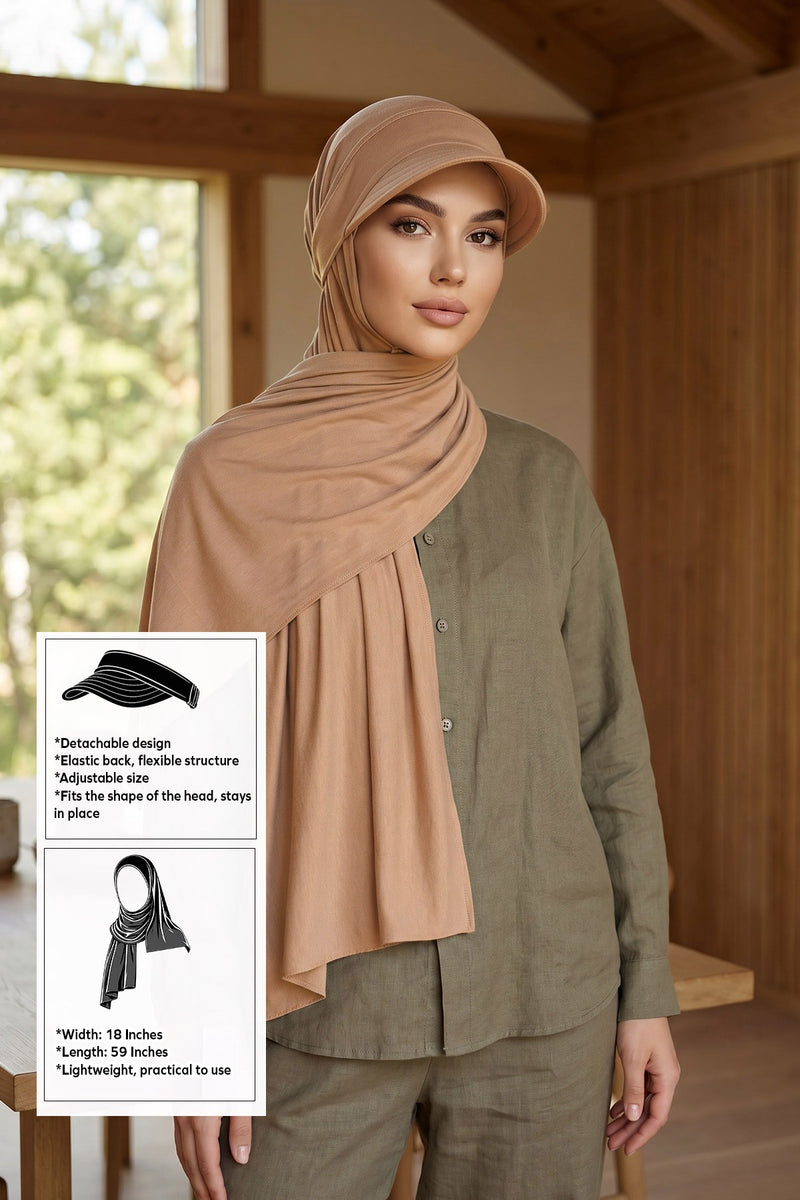 Everyday Sports Hijab with Removable Visor, Practical Jersey Shawl,SPS-1