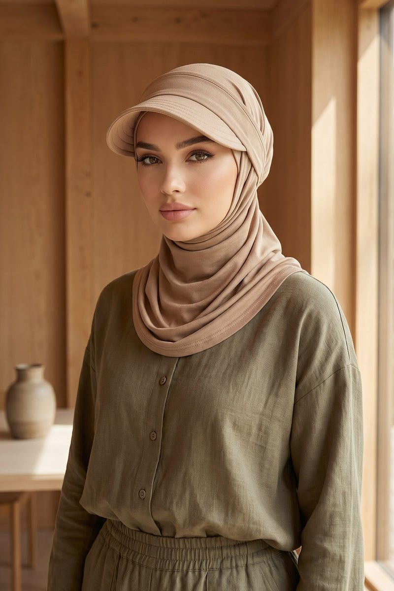 Everyday Sports Hijab with Removable Visor, Practical Jersey Shawl,SPS-1