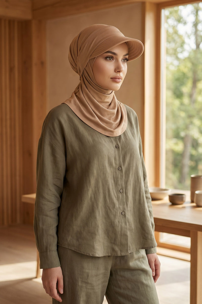 Everyday Sports Hijab with Removable Visor, Practical Jersey Shawl,SPS-1