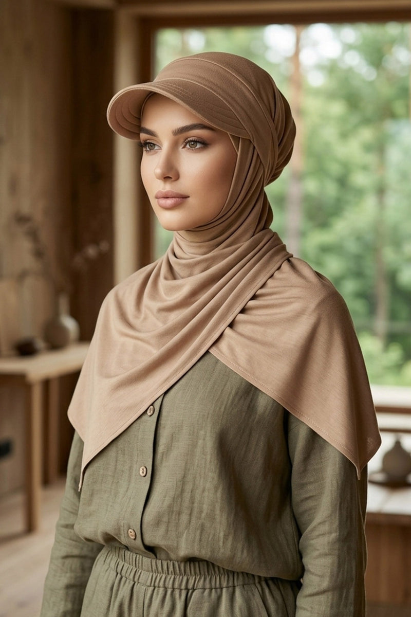 Everyday Sports Hijab with Removable Visor, Practical Jersey Shawl,SPS-1