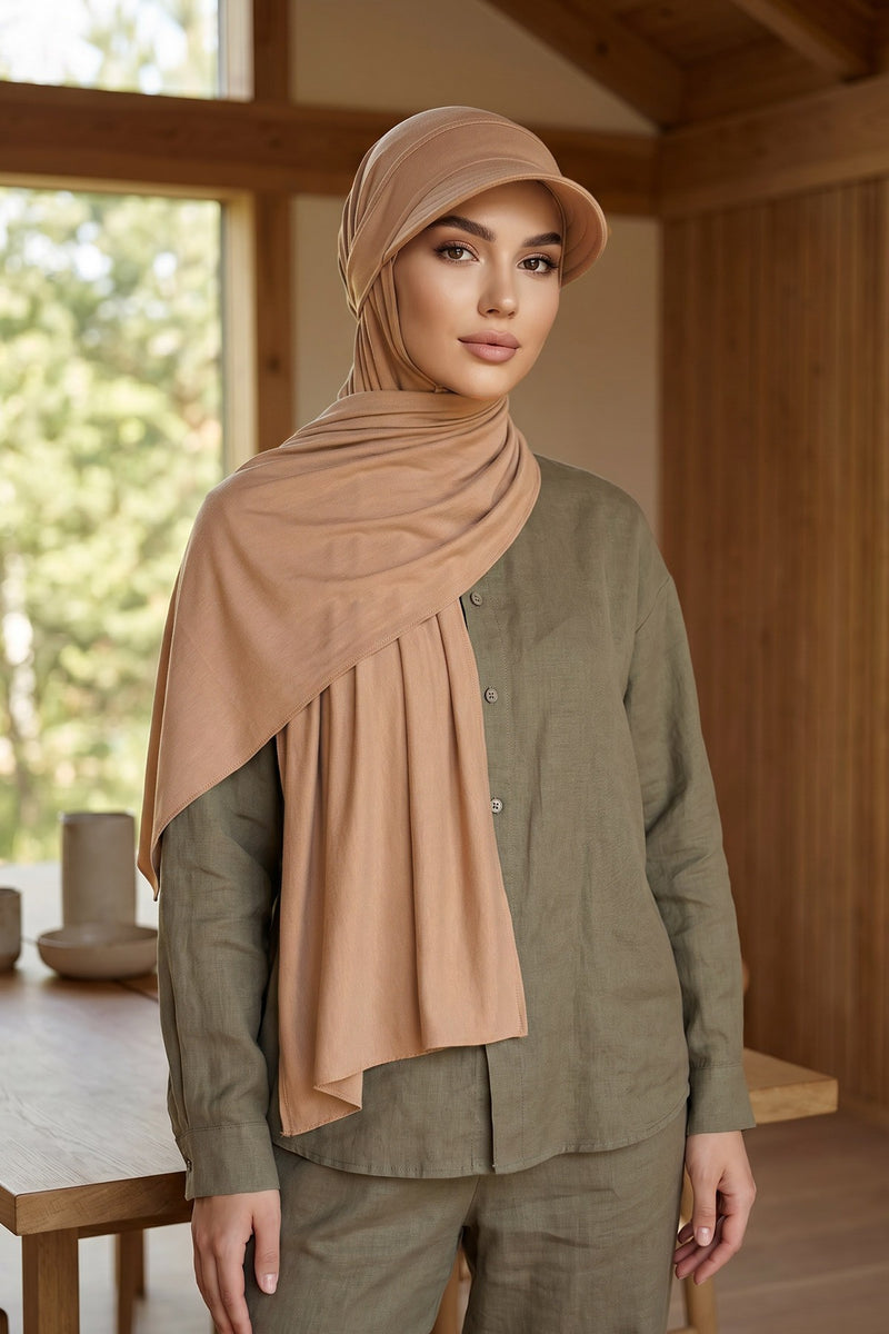 Everyday Sports Hijab with Removable Visor, Practical Jersey Shawl,SPS-1