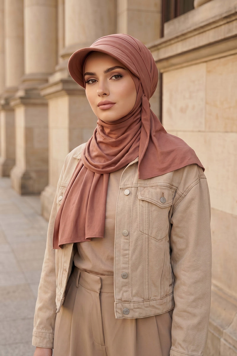 Everyday Sports Hijab with Removable Visor, Practical Jersey Shawl,SPS-1