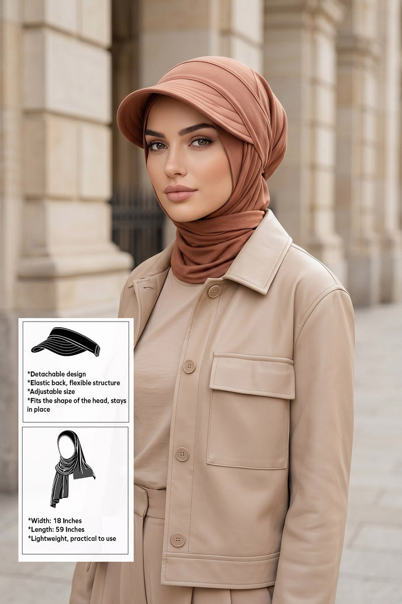 Everyday Sports Hijab with Removable Visor, Practical Jersey Shawl,SPS-1