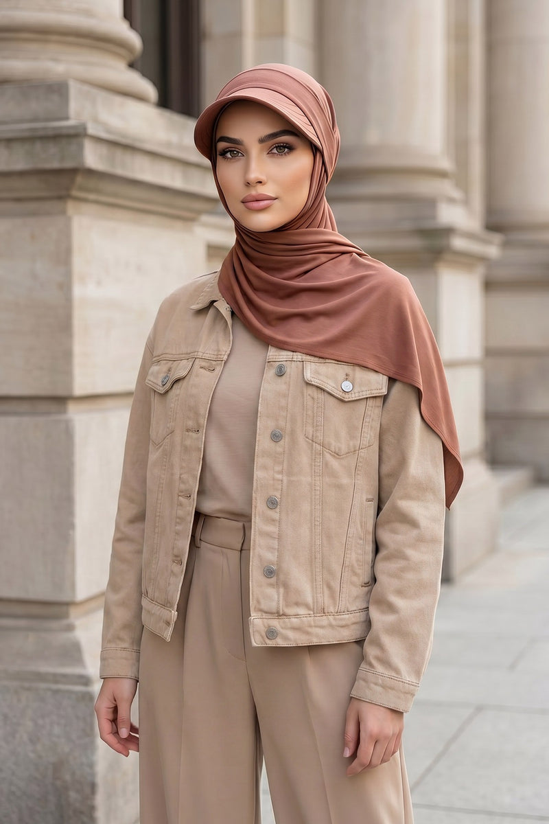 Everyday Sports Hijab with Removable Visor, Practical Jersey Shawl,SPS-1