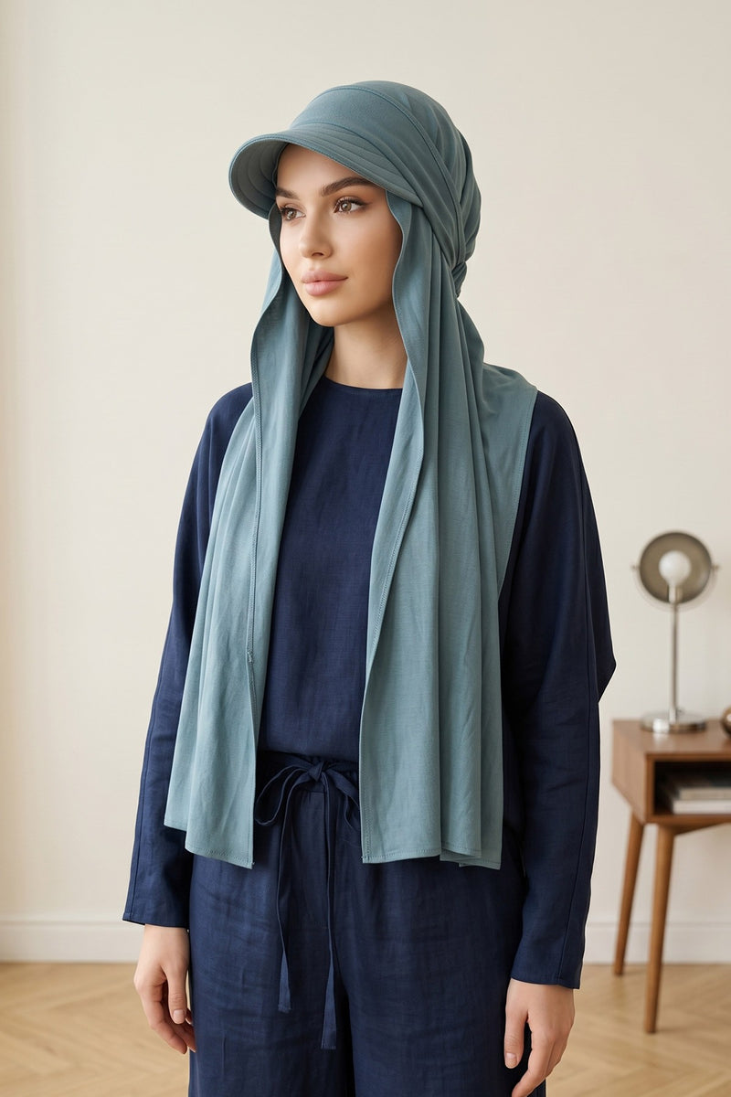Everyday Sports Hijab with Removable Visor, Practical Jersey Shawl,SPS-1