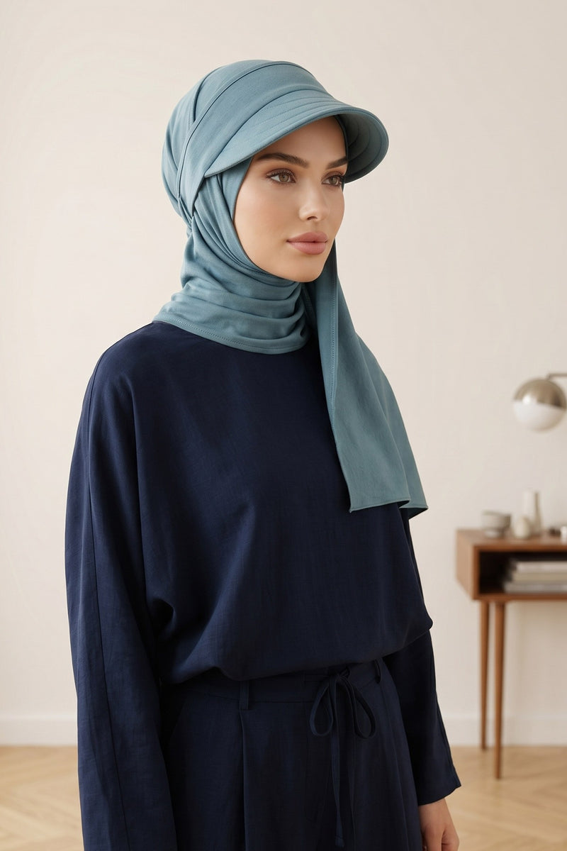 Everyday Sports Hijab with Removable Visor, Practical Jersey Shawl,SPS-1