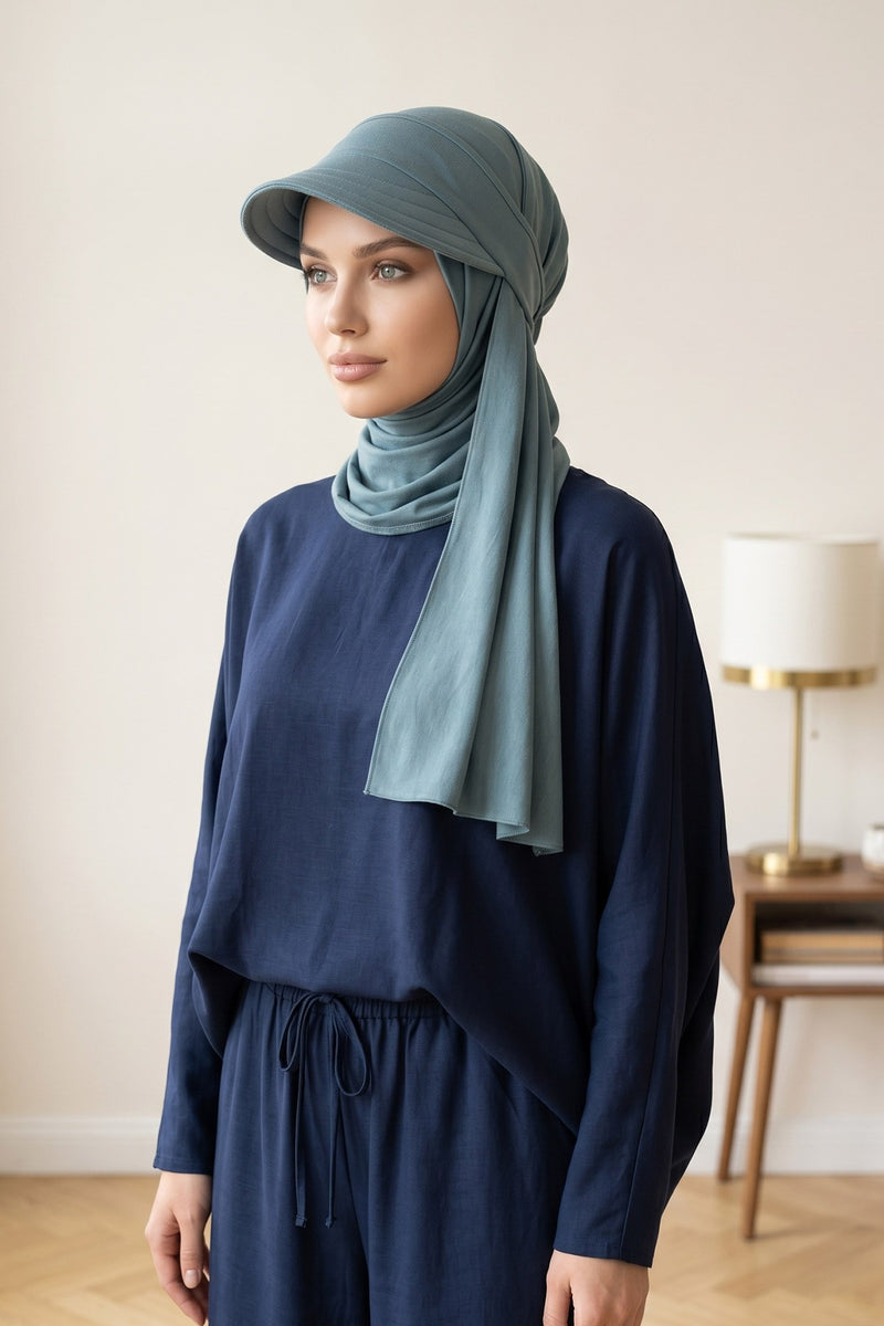 Everyday Sports Hijab with Removable Visor, Practical Jersey Shawl,SPS-1