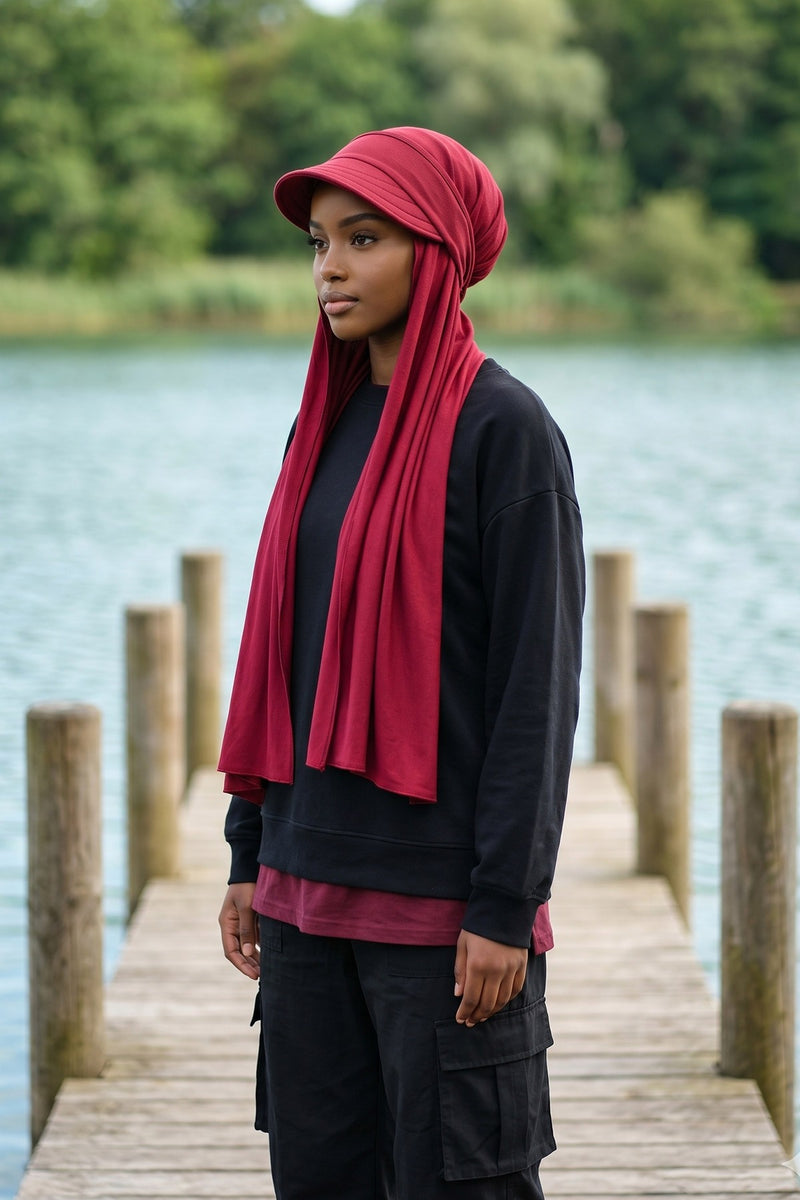 Everyday Sports Hijab with Removable Visor, Practical Jersey Shawl,SPS-1