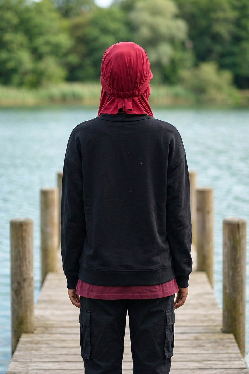 Everyday Sports Hijab with Removable Visor, Practical Jersey Shawl,SPS-1