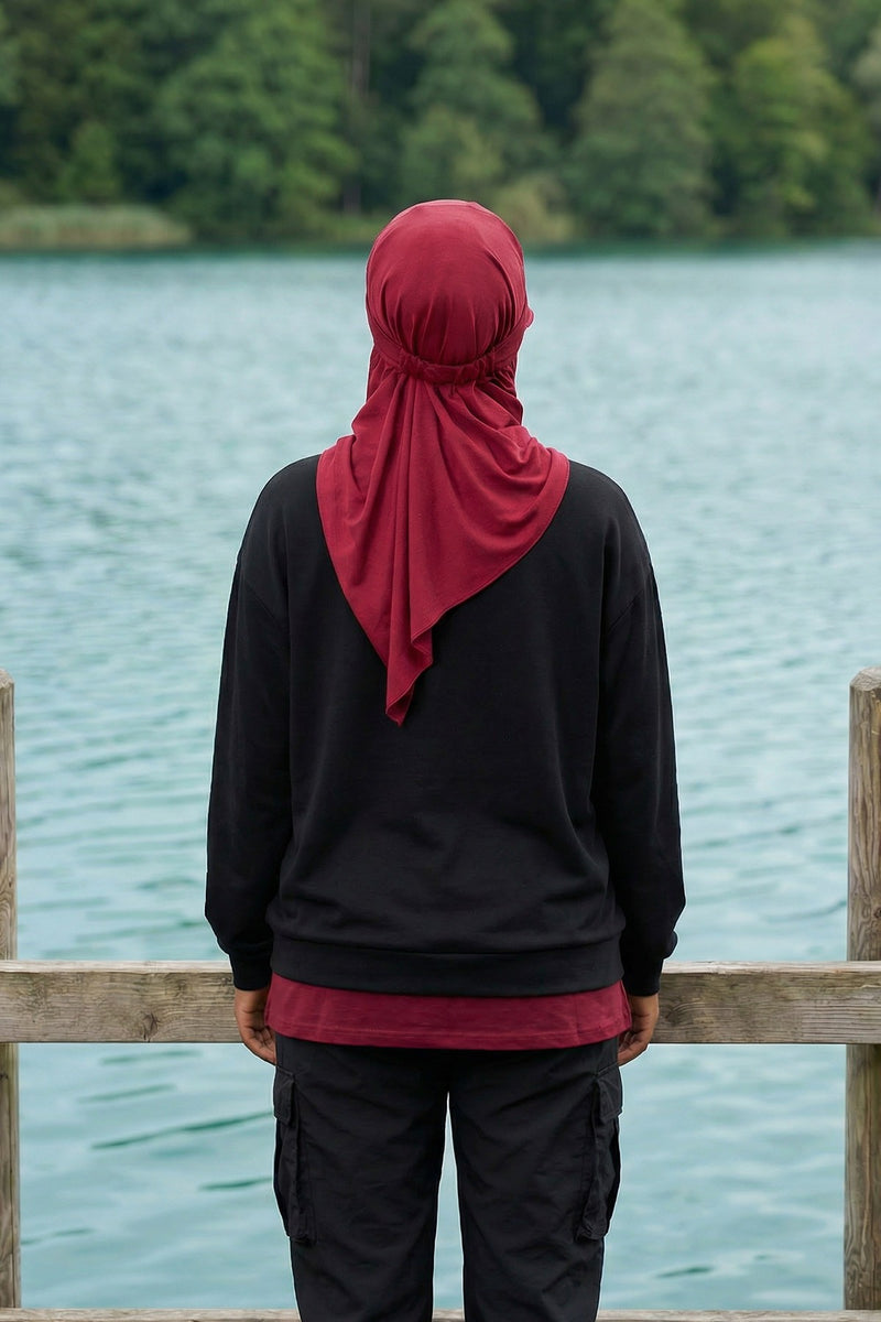 Everyday Sports Hijab with Removable Visor, Practical Jersey Shawl,SPS-1
