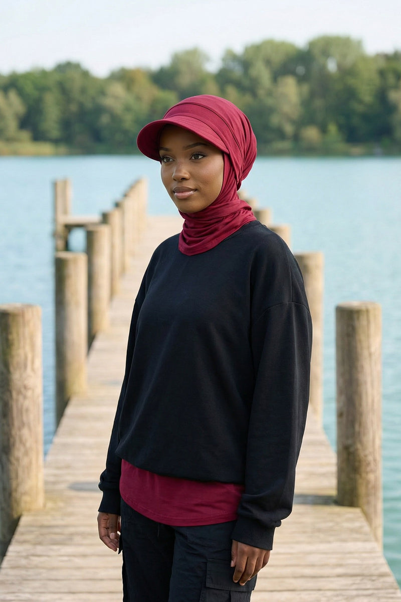 Everyday Sports Hijab with Removable Visor, Practical Jersey Shawl,SPS-1