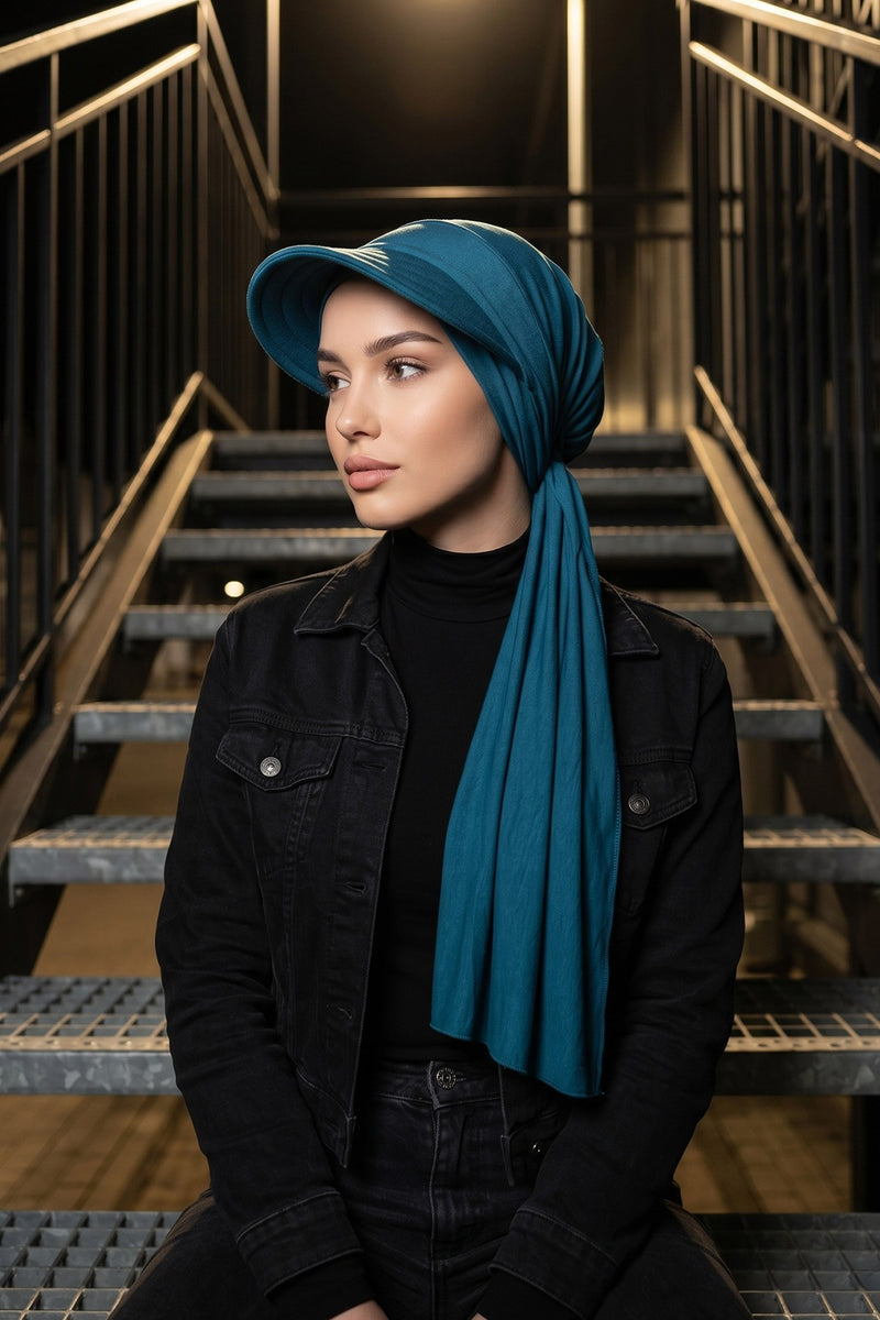 Everyday Sports Hijab with Removable Visor, Practical Jersey Shawl,SPS-1