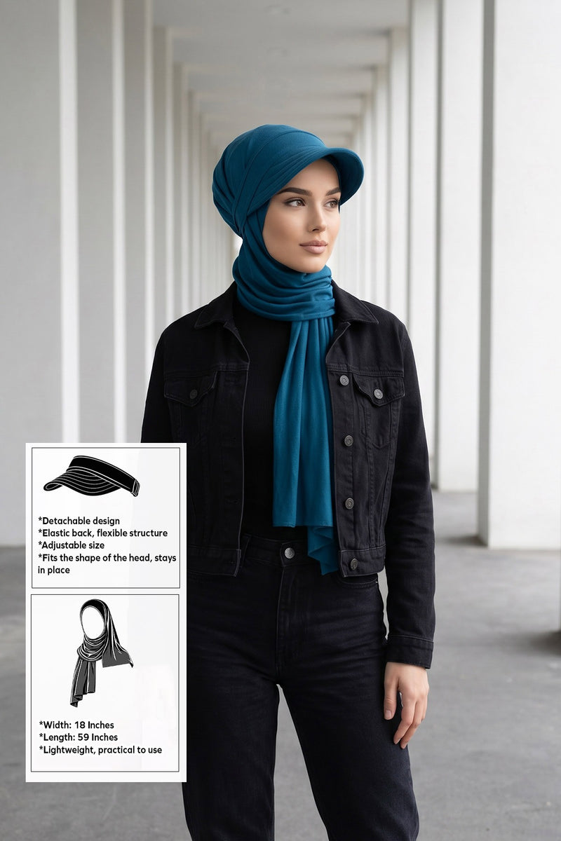 Everyday Sports Hijab with Removable Visor, Practical Jersey Shawl,SPS-1
