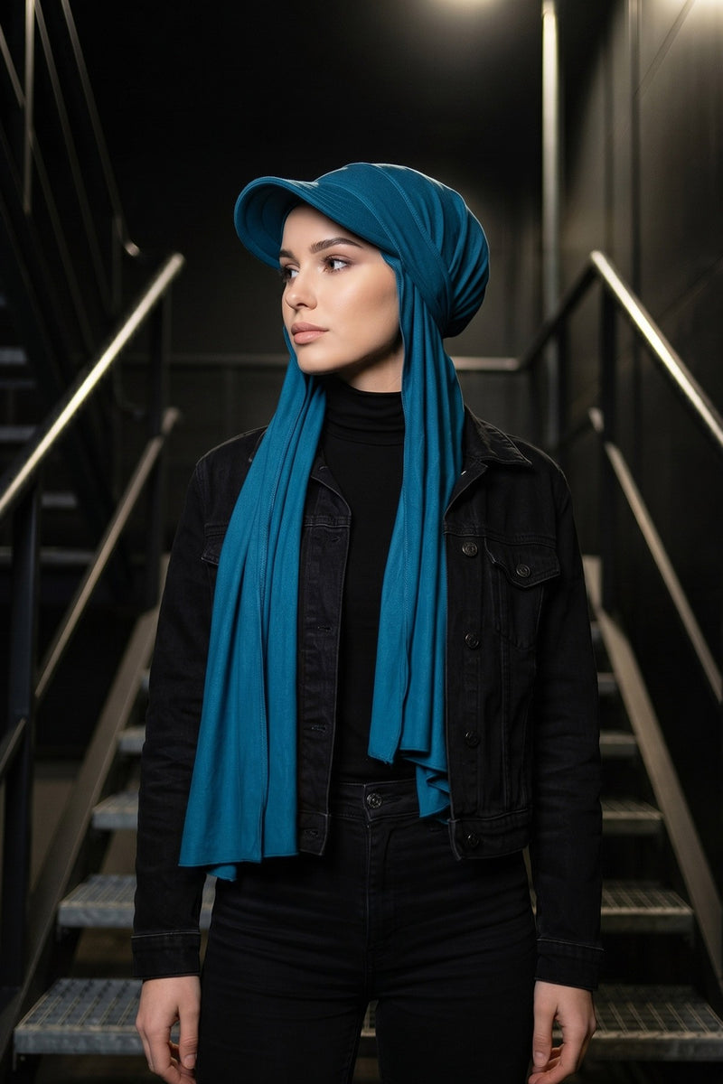Everyday Sports Hijab with Removable Visor, Practical Jersey Shawl,SPS-1