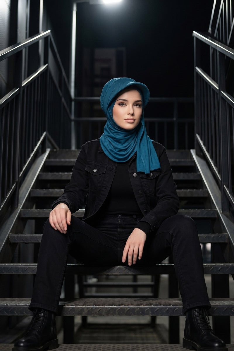 Everyday Sports Hijab with Removable Visor, Practical Jersey Shawl,SPS-1