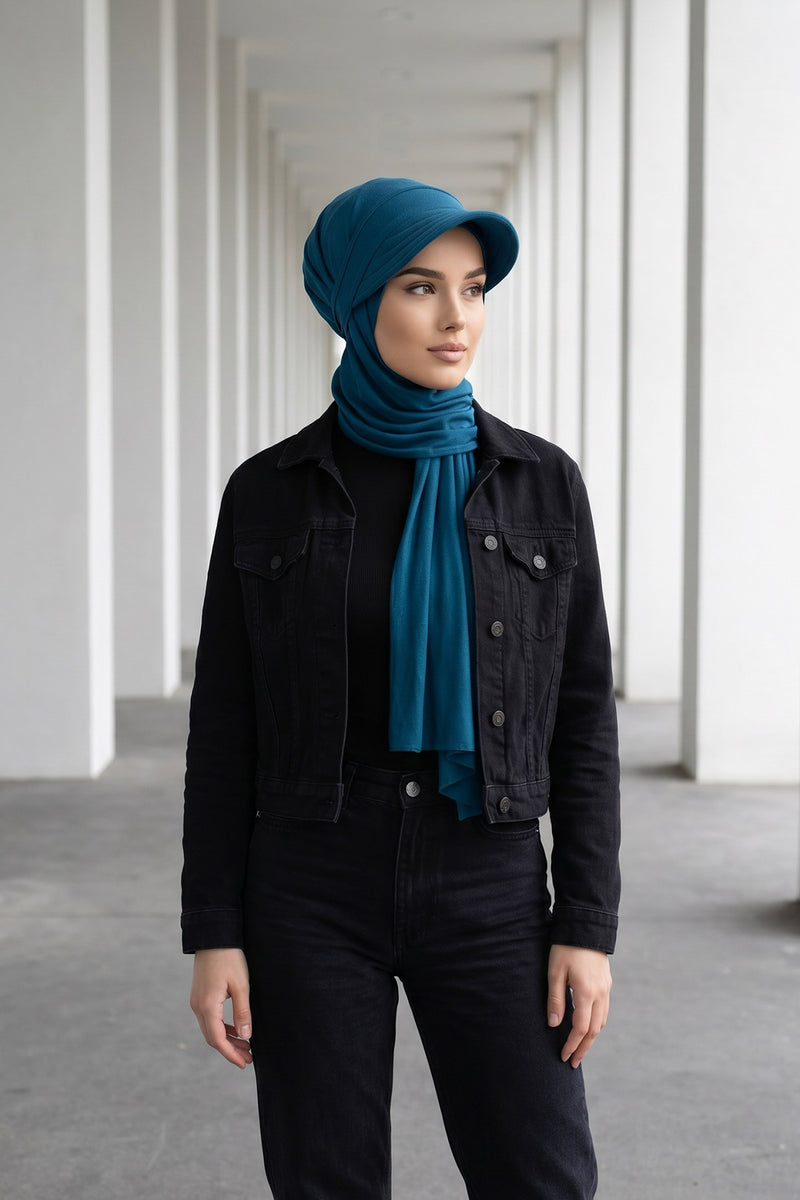 Everyday Sports Hijab with Removable Visor, Practical Jersey Shawl,SPS-1