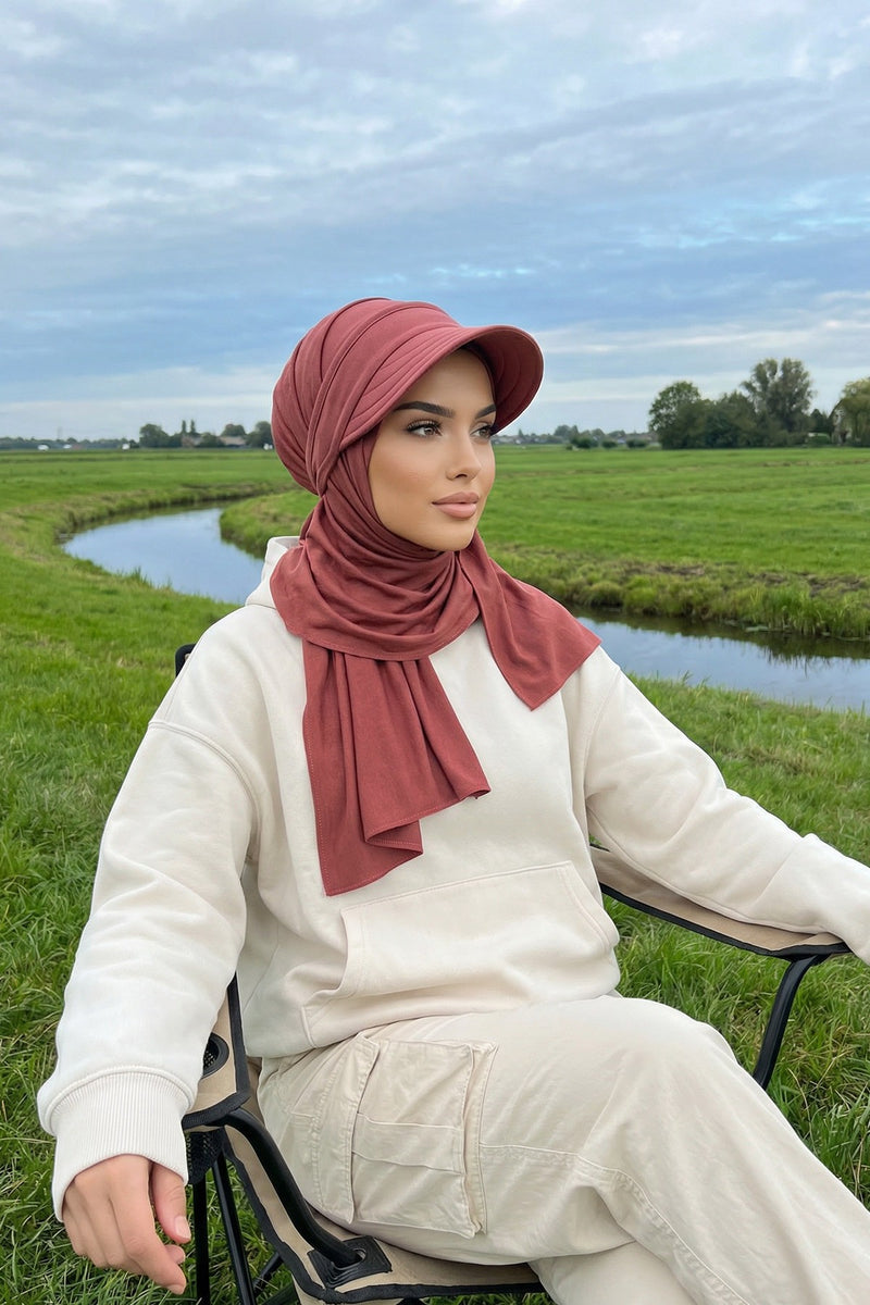 Everyday Sports Hijab with Removable Visor, Practical Jersey Shawl,SPS-1