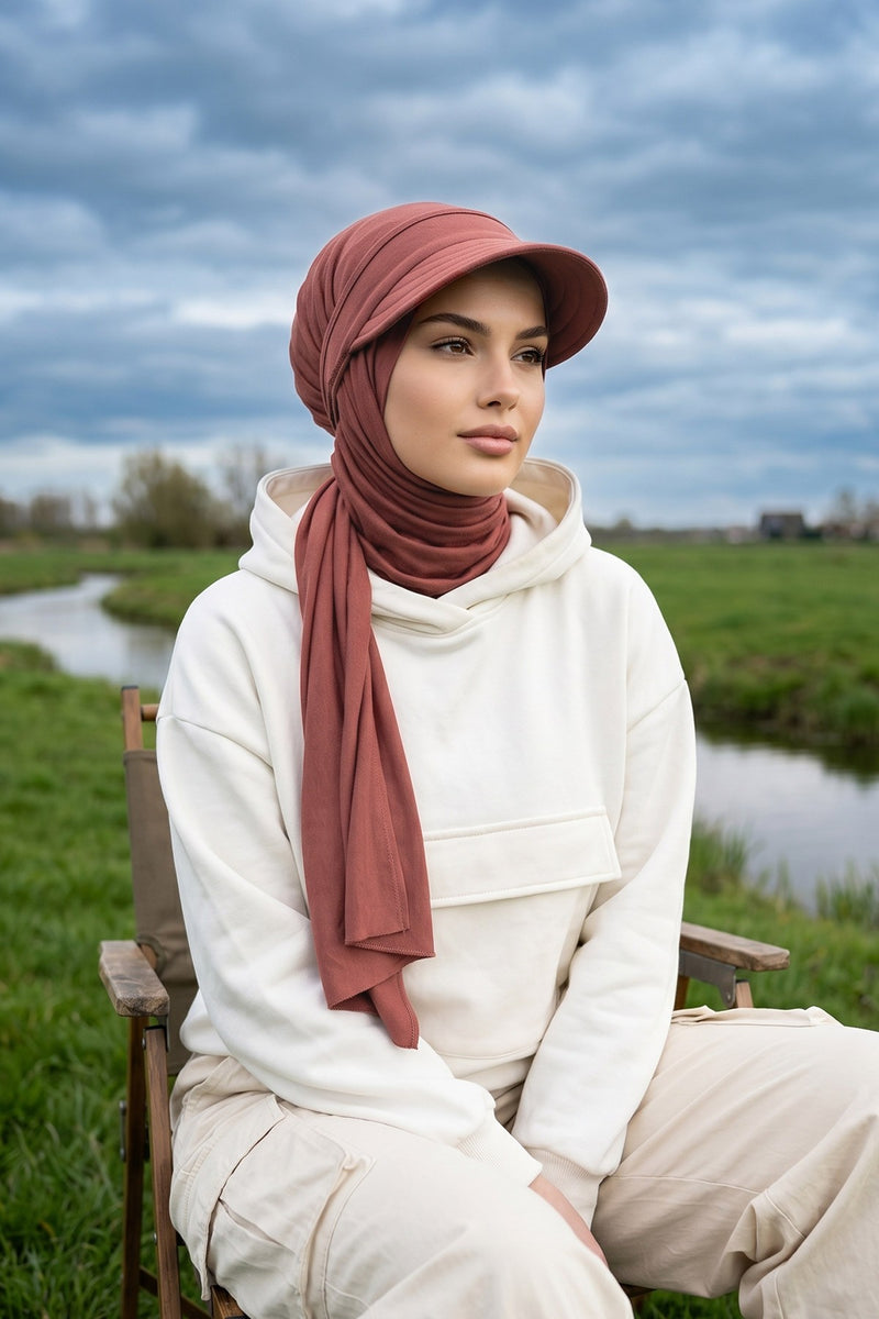 Everyday Sports Hijab with Removable Visor, Practical Jersey Shawl,SPS-1