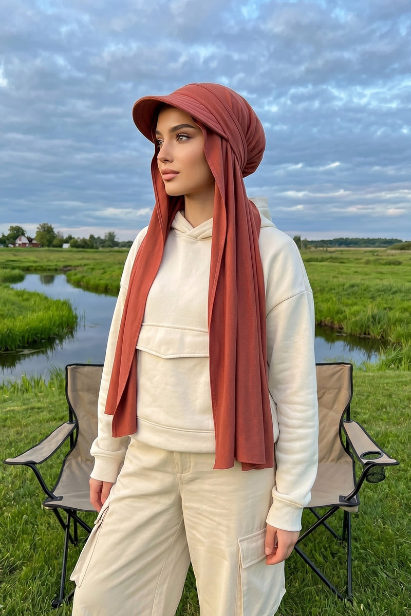 Everyday Sports Hijab with Removable Visor, Practical Jersey Shawl,SPS-1