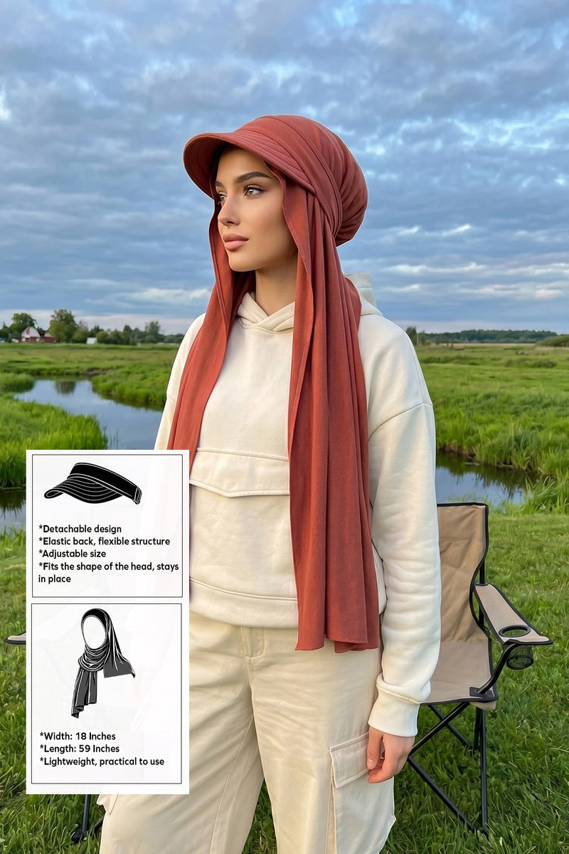 Everyday Sports Hijab with Removable Visor, Practical Jersey Shawl,SPS-1