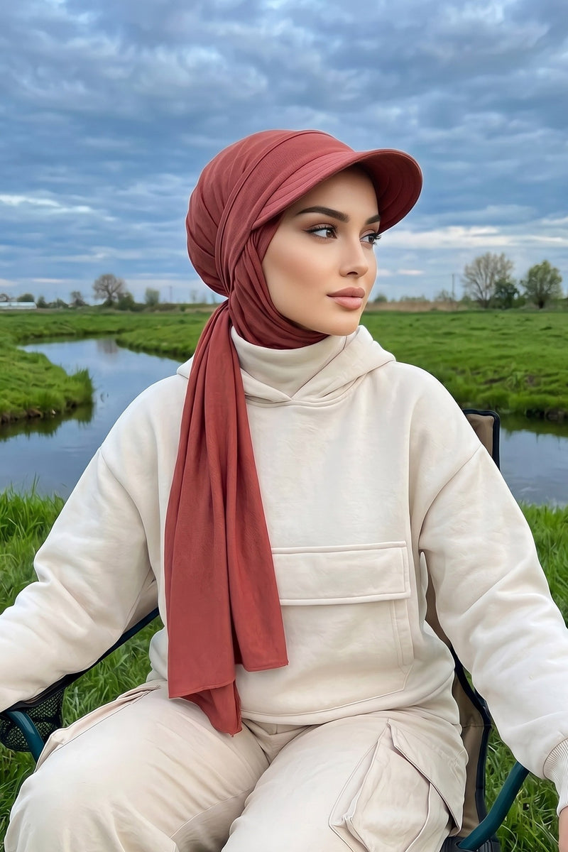 Everyday Sports Hijab with Removable Visor, Practical Jersey Shawl,SPS-1