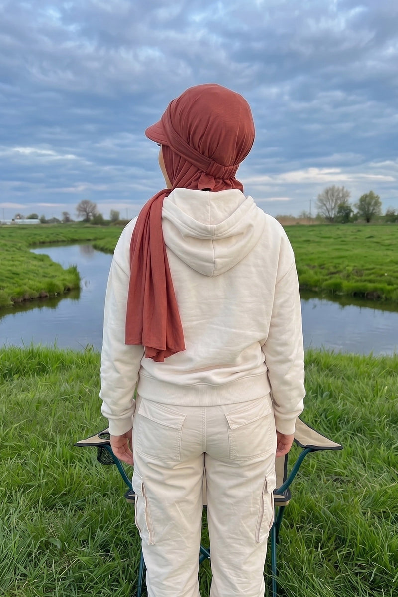 Everyday Sports Hijab with Removable Visor, Practical Jersey Shawl,SPS-1