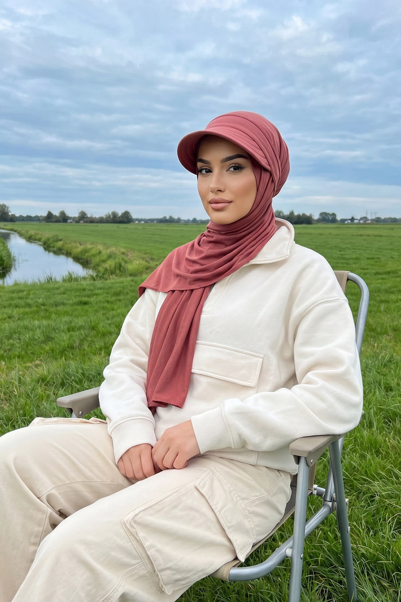 Everyday Sports Hijab with Removable Visor, Practical Jersey Shawl,SPS-1