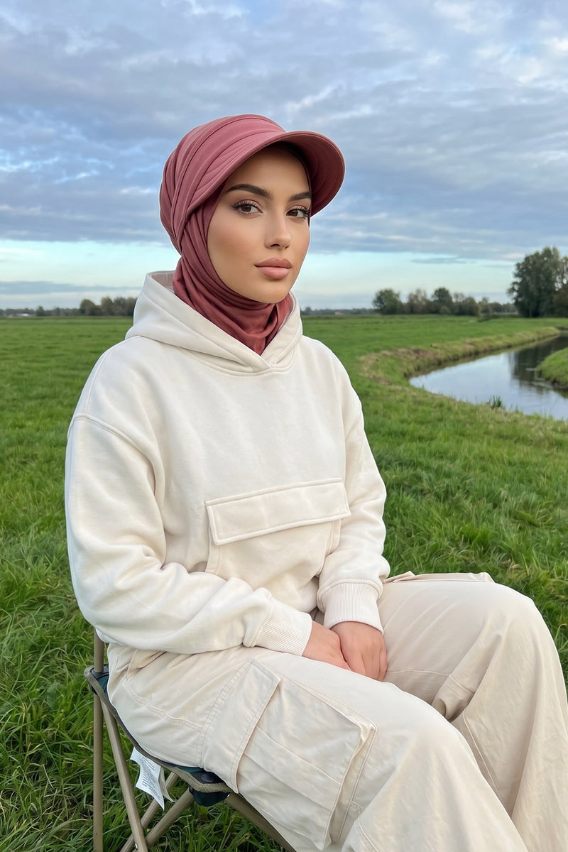 Everyday Sports Hijab with Removable Visor, Practical Jersey Shawl,SPS-1