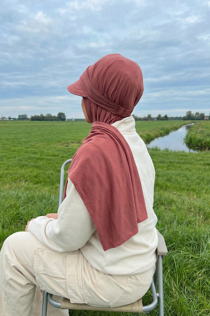 Everyday Sports Hijab with Removable Visor, Practical Jersey Shawl,SPS-1