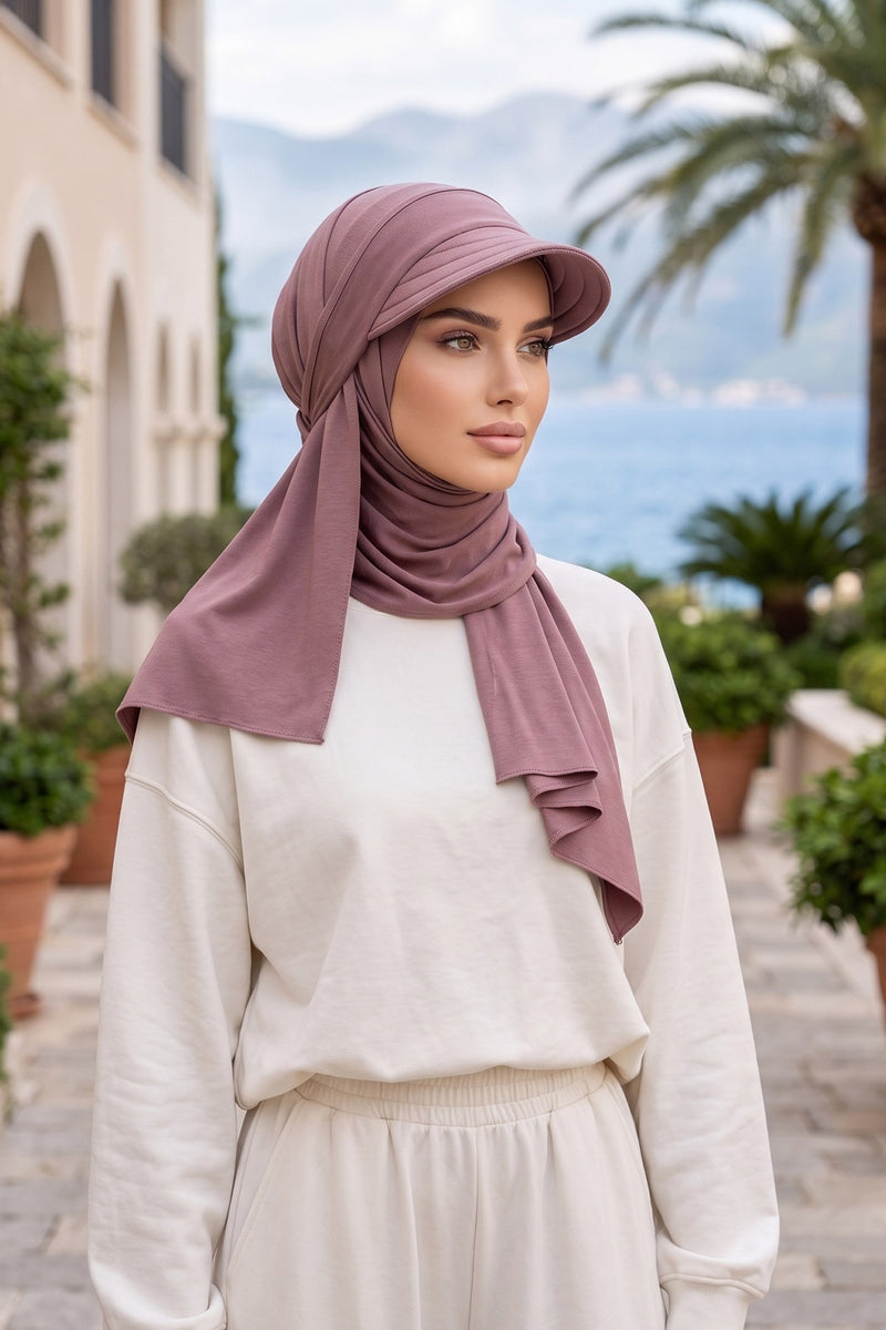 Everyday Sports Hijab with Removable Visor, Practical Jersey Shawl,SPS-1