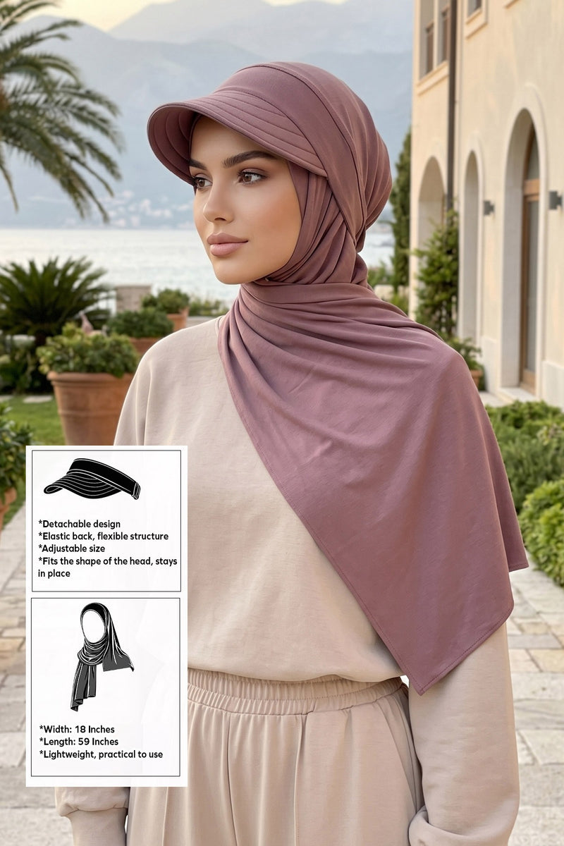 Everyday Sports Hijab with Removable Visor, Practical Jersey Shawl,SPS-1
