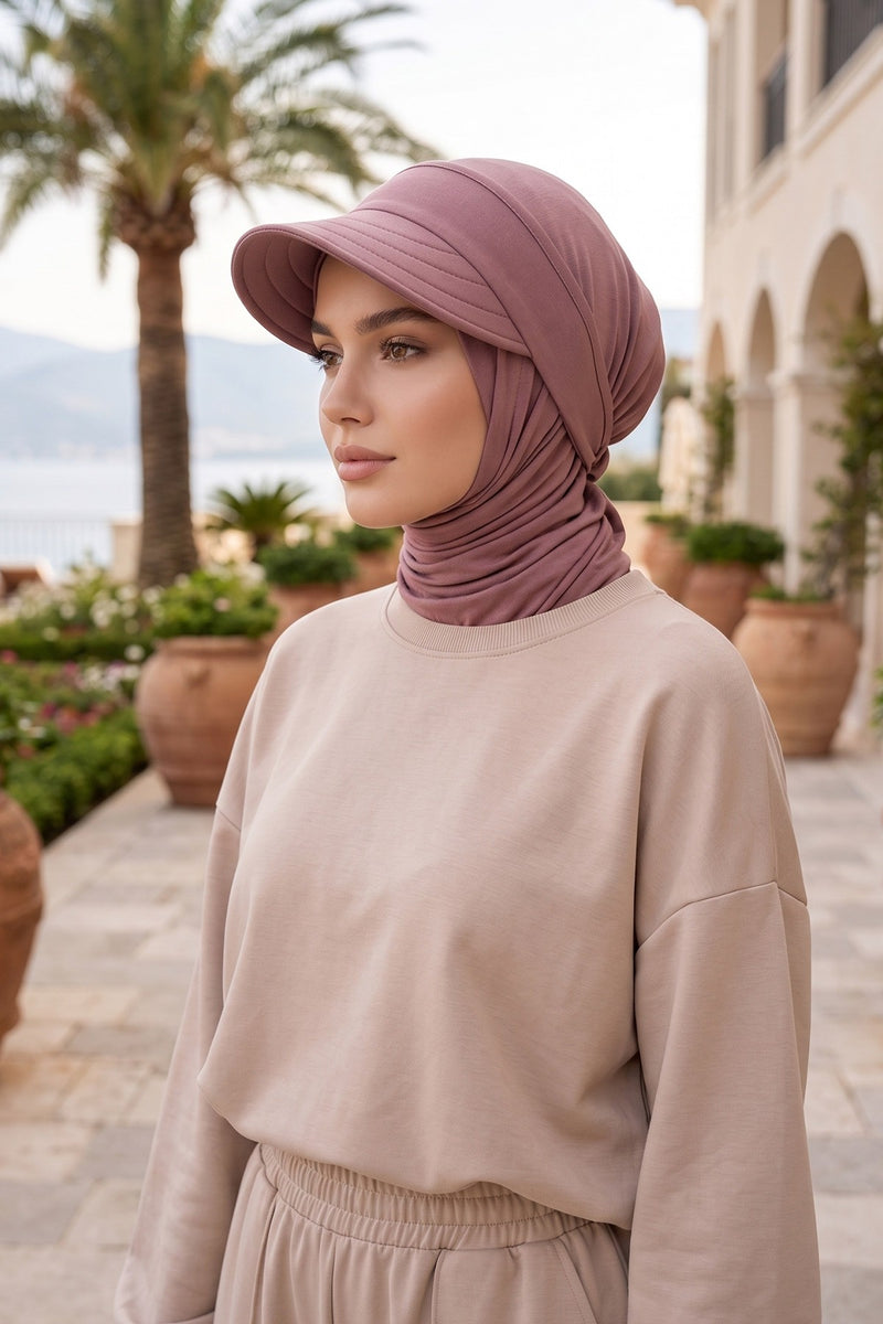 Everyday Sports Hijab with Removable Visor, Practical Jersey Shawl,SPS-1