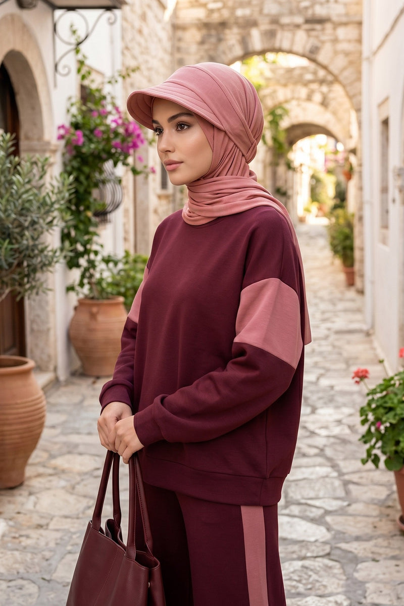 Everyday Sports Hijab with Removable Visor, Practical Jersey Shawl,SPS-1