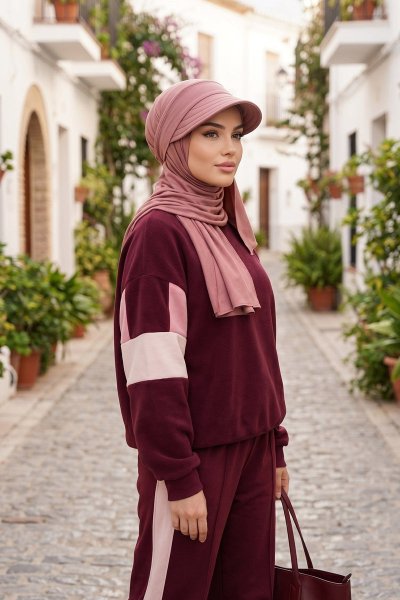 Everyday Sports Hijab with Removable Visor, Practical Jersey Shawl,SPS-1