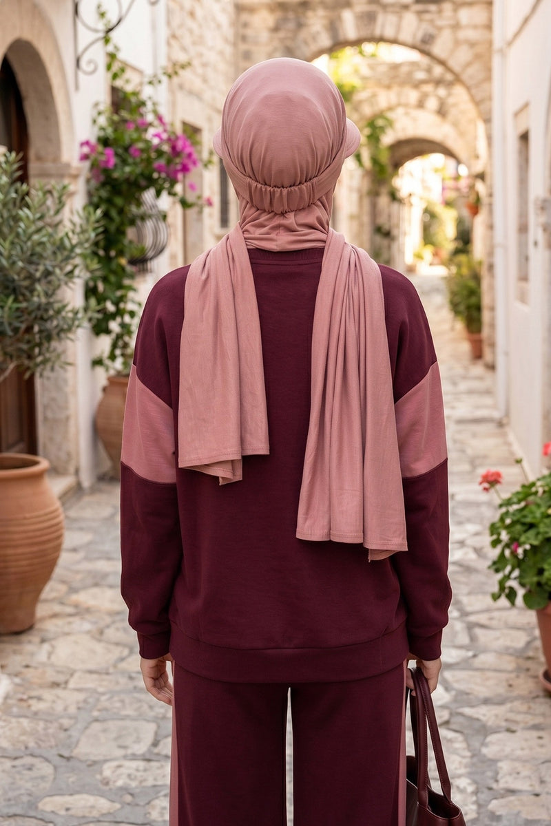 Everyday Sports Hijab with Removable Visor, Practical Jersey Shawl,SPS-1