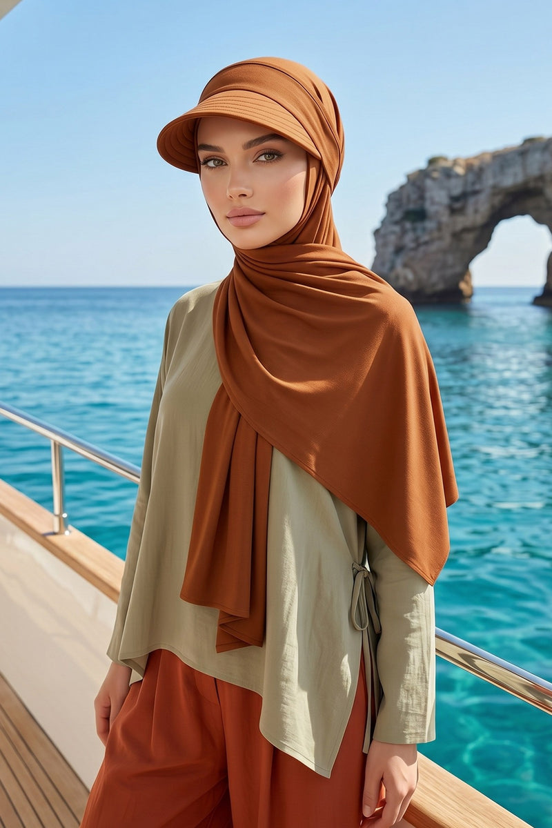 Everyday Sports Hijab with Removable Visor, Practical Jersey Shawl,SPS-1
