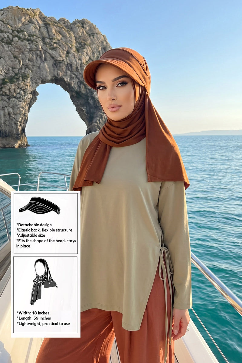 Everyday Sports Hijab with Removable Visor, Practical Jersey Shawl,SPS-1