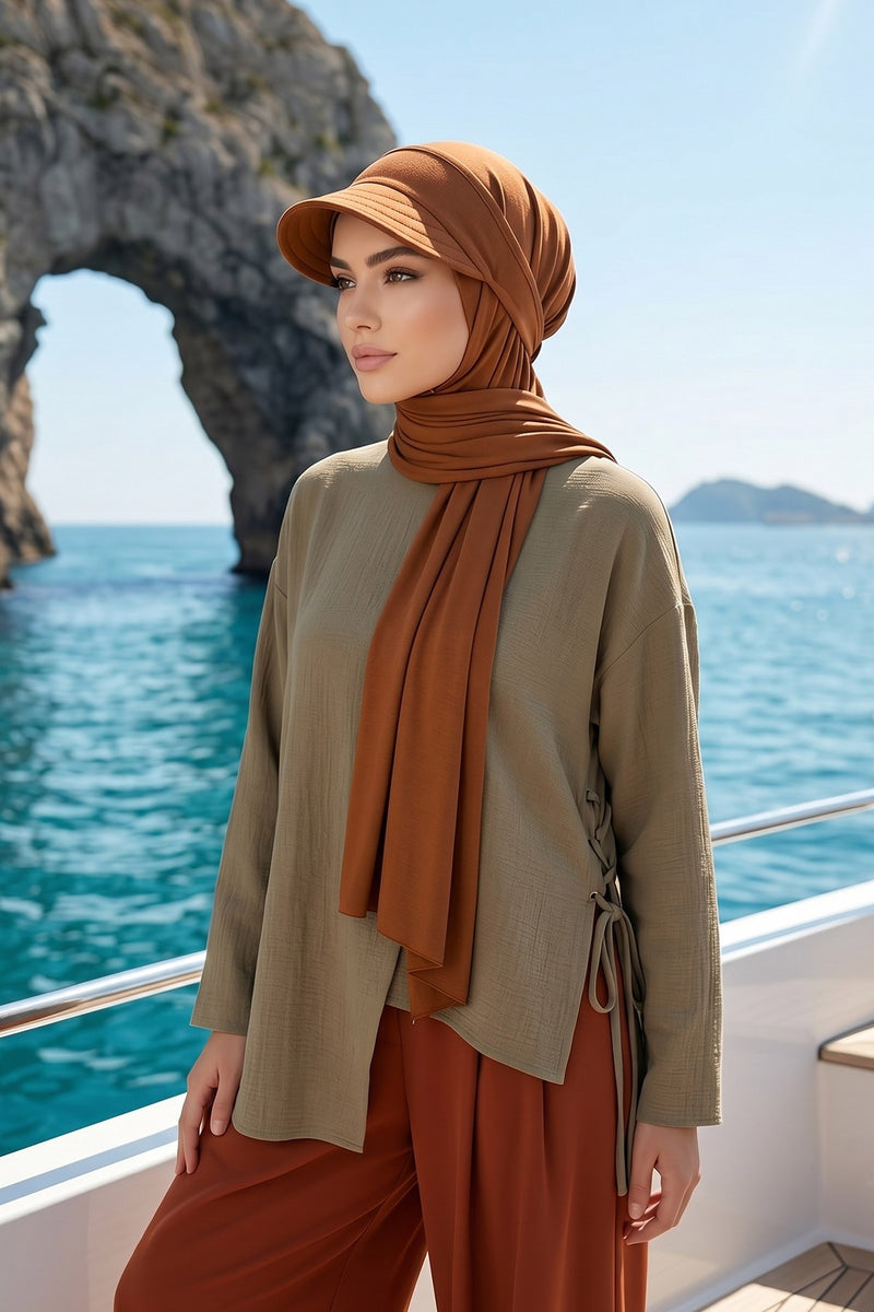 Everyday Sports Hijab with Removable Visor, Practical Jersey Shawl,SPS-1