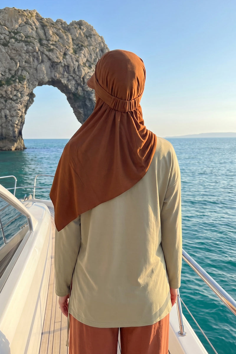 Everyday Sports Hijab with Removable Visor, Practical Jersey Shawl,SPS-1