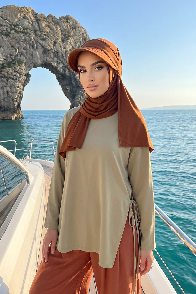 Everyday Sports Hijab with Removable Visor, Practical Jersey Shawl,SPS-1